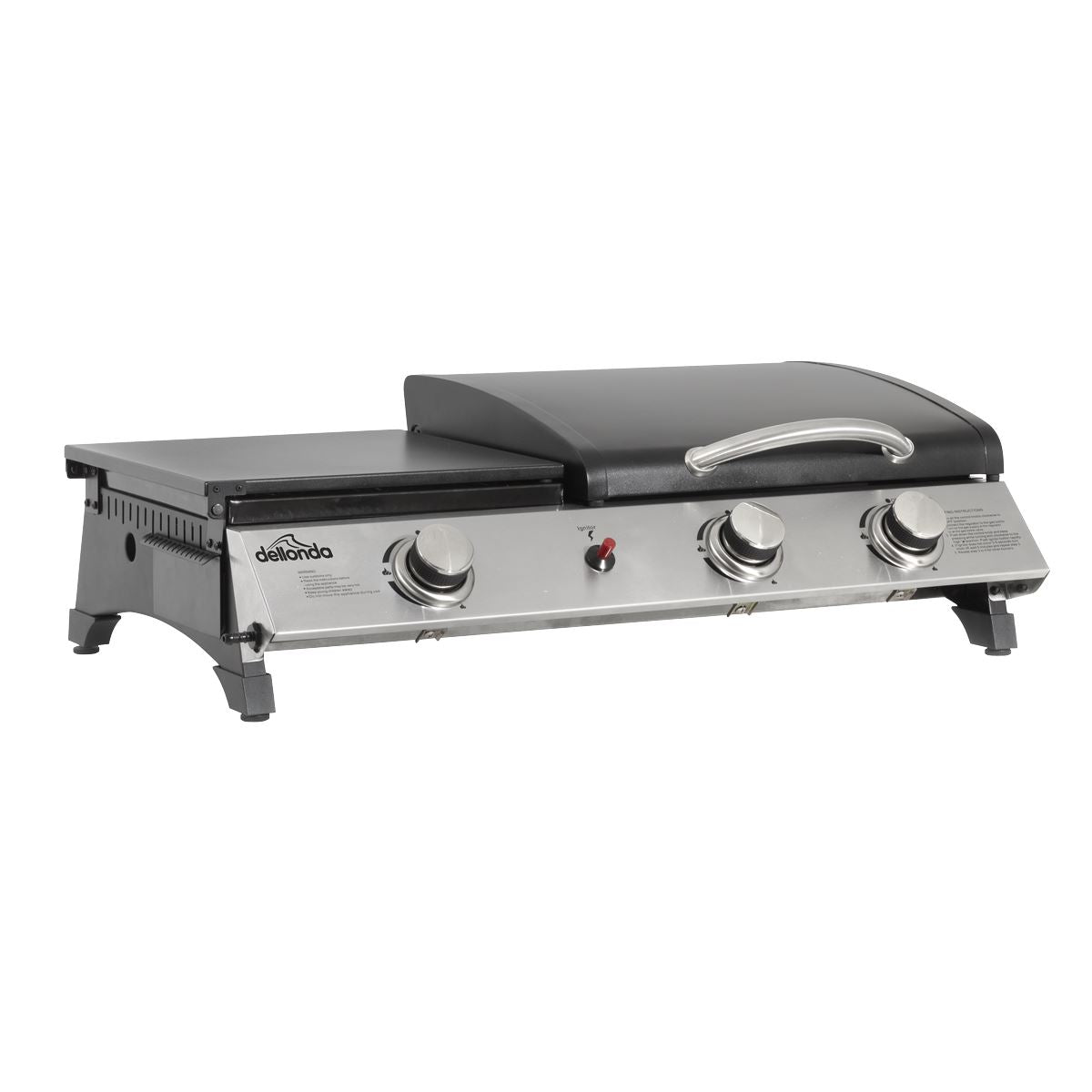 Dellonda 3 Burner Portable Gas Plancha/Grill 8.5kW BBQ Griddle, Stainless Steel