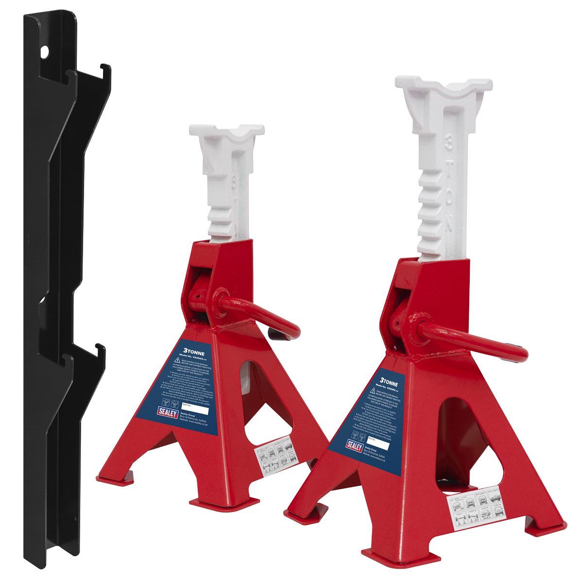 Sealey Axle Stand & Axle Stand Storage Rack Combo 3 Tonne 
