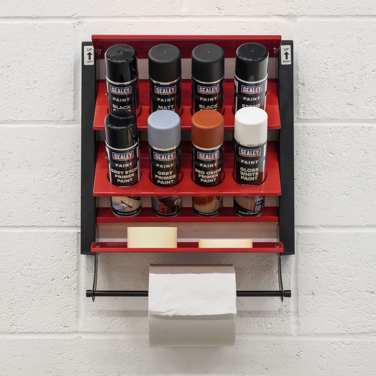 Sealey Spray Can Storage Rack with 8 Can Holders  White Rose Tools