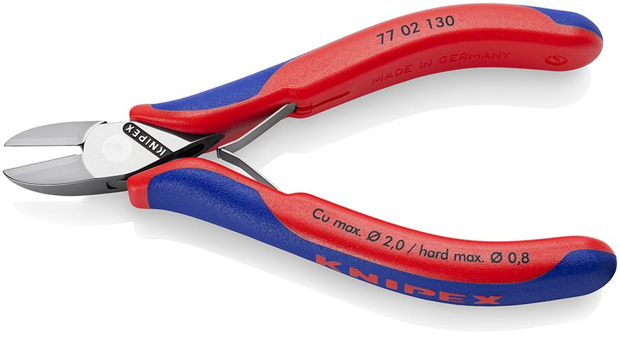 KNIPEX Electronics Diagonal Cutter Pliers Round Head Small Bevel 130mm Multi Component Grips 77 02 130