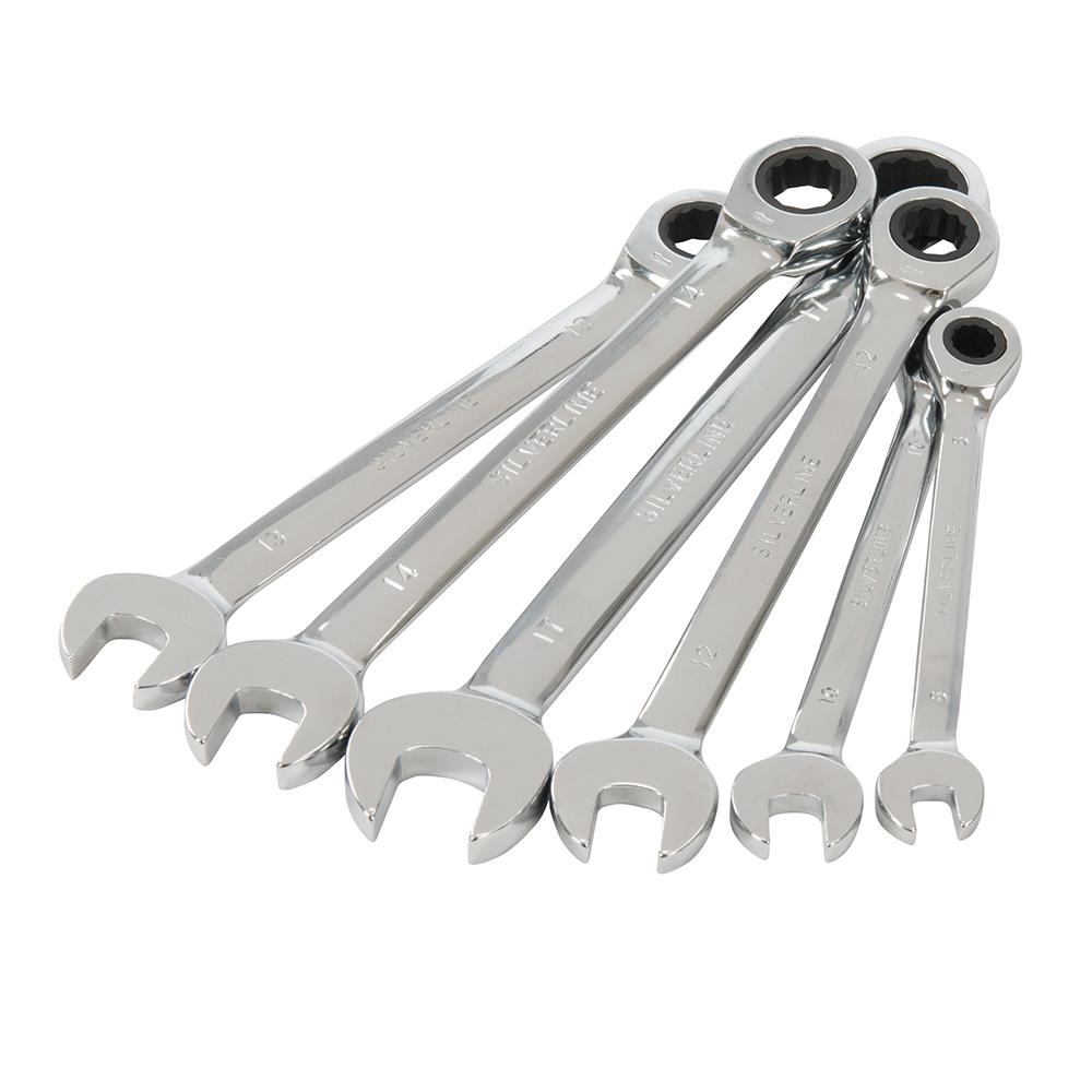 Silverline Fixed Head Ratchet Spanner Set 6pce 8 - 17mm 633788