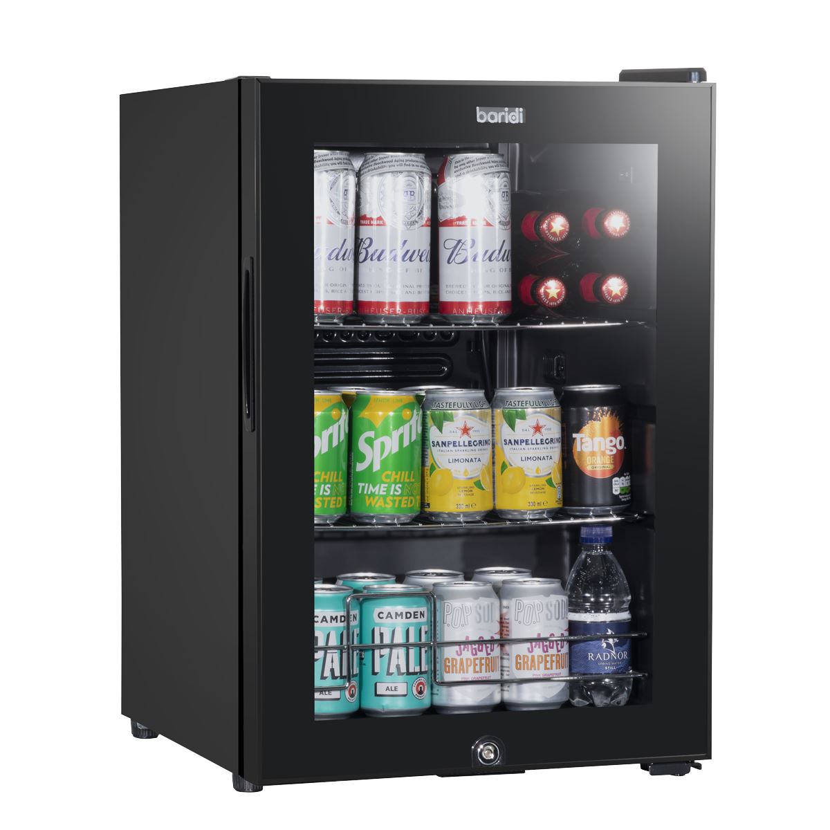 Baridi 60L Beer & Drinks Fridge with LED Light, Black and Glass Door