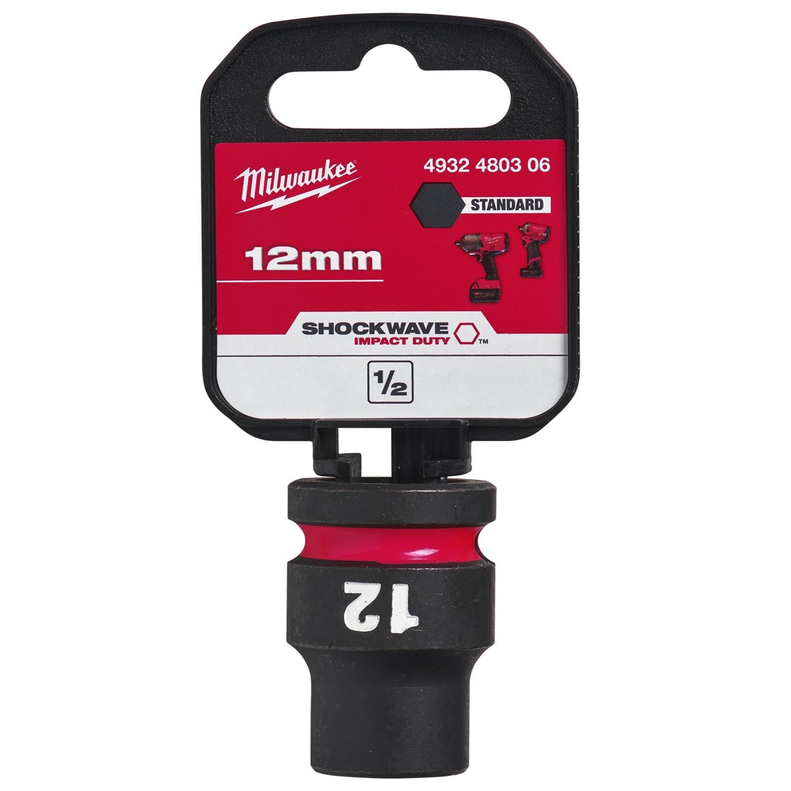 Milwaukee Impact Sockets Standard 1/2" Drive 8-32mm SHOCKWAVE Impact Duty 