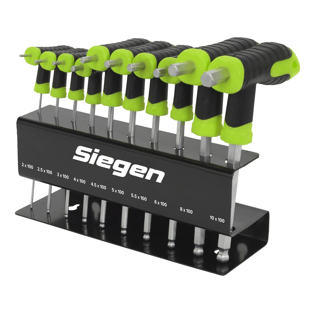 Siegen 10 Piece T-Handle Ball End Hex Key Set 2-10mm Allen Allan Keys Metal Stand