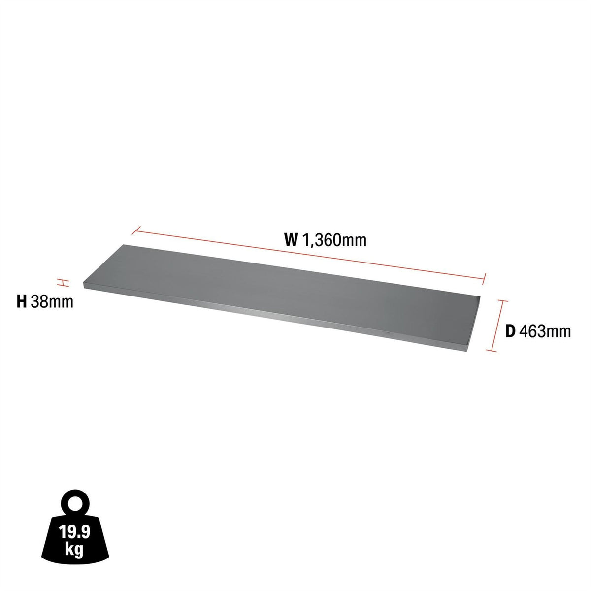 BUNKER Modular Stainless Steel Worktop 1360mm 27386  White Rose Tools