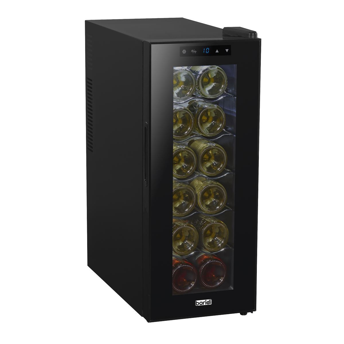 Baridi 12 Bottle Wine Cooler with Digital Touchscreen Controls & LED Light, Black