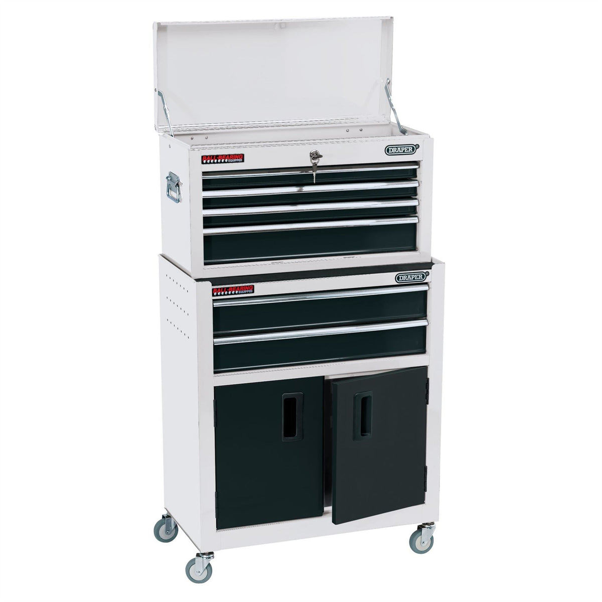 Draper Combined Roller Cabinet and Tool Chest 6 Drawer 24" White 19576  White Rose Tools