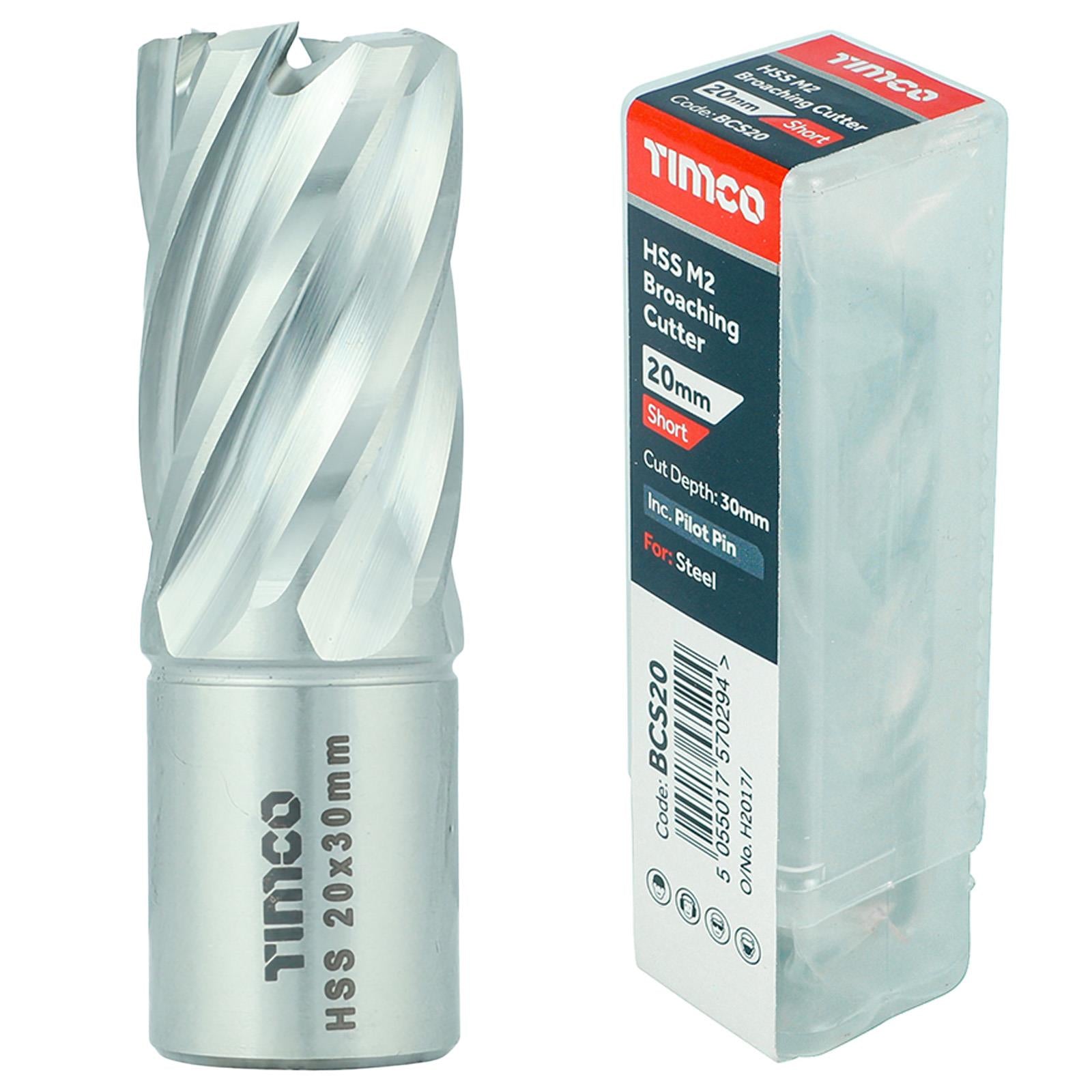 TIMCO Broaching Cutters M2 HSS Steel Mag Drill Bit and Replacement Pilot Pins - Choose Size