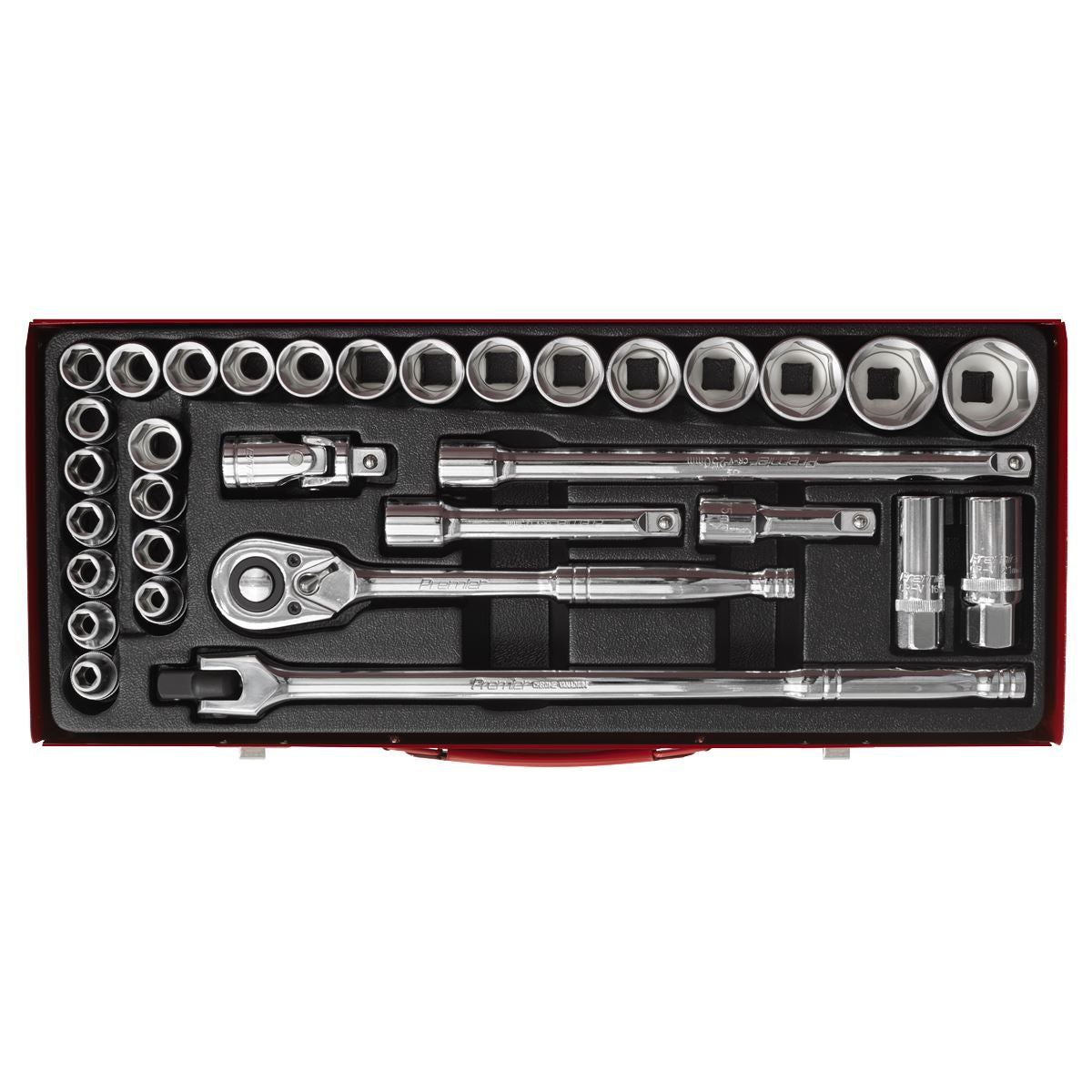 Sealey Premier Socket Set 32pc 1/2"Sq Drive 6pt WallDrive® - Metric/Imperial