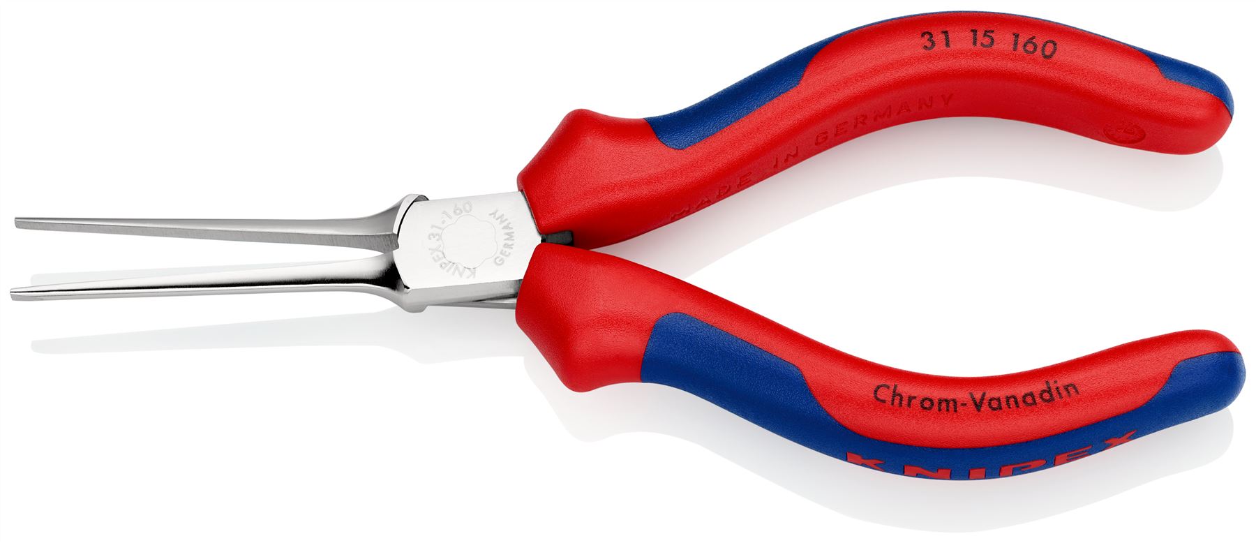 KNIPEX Flat Needle Nose Pliers 160mm Multi Component Grips 31 15 160