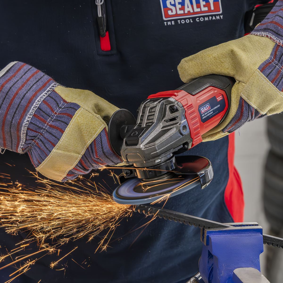 Sealey 18V 3Ah 115mm Cordless Angle Grinder - Red  White Rose Tools