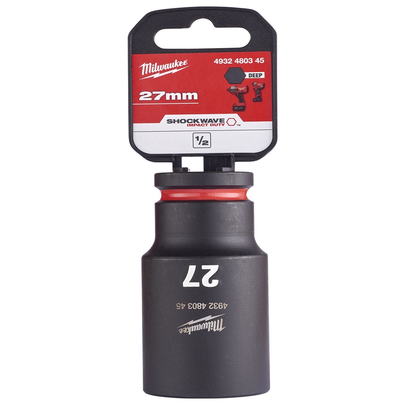 Milwaukee Impact Sockets Deep 1/2" Drive 8-36mm SHOCKWAVE Impact Duty 
