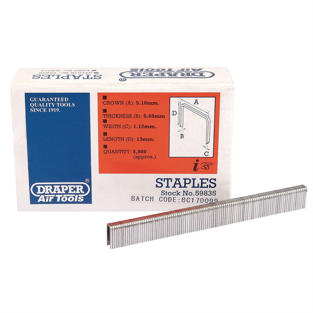 Draper Staples 13mm (5000) 59835  White Rose Tools