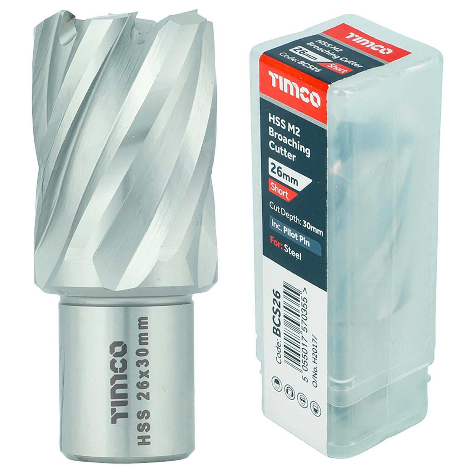 TIMCO Broaching Cutters M2 HSS Steel Mag Drill Bit and Replacement Pilot Pins - Choose Size