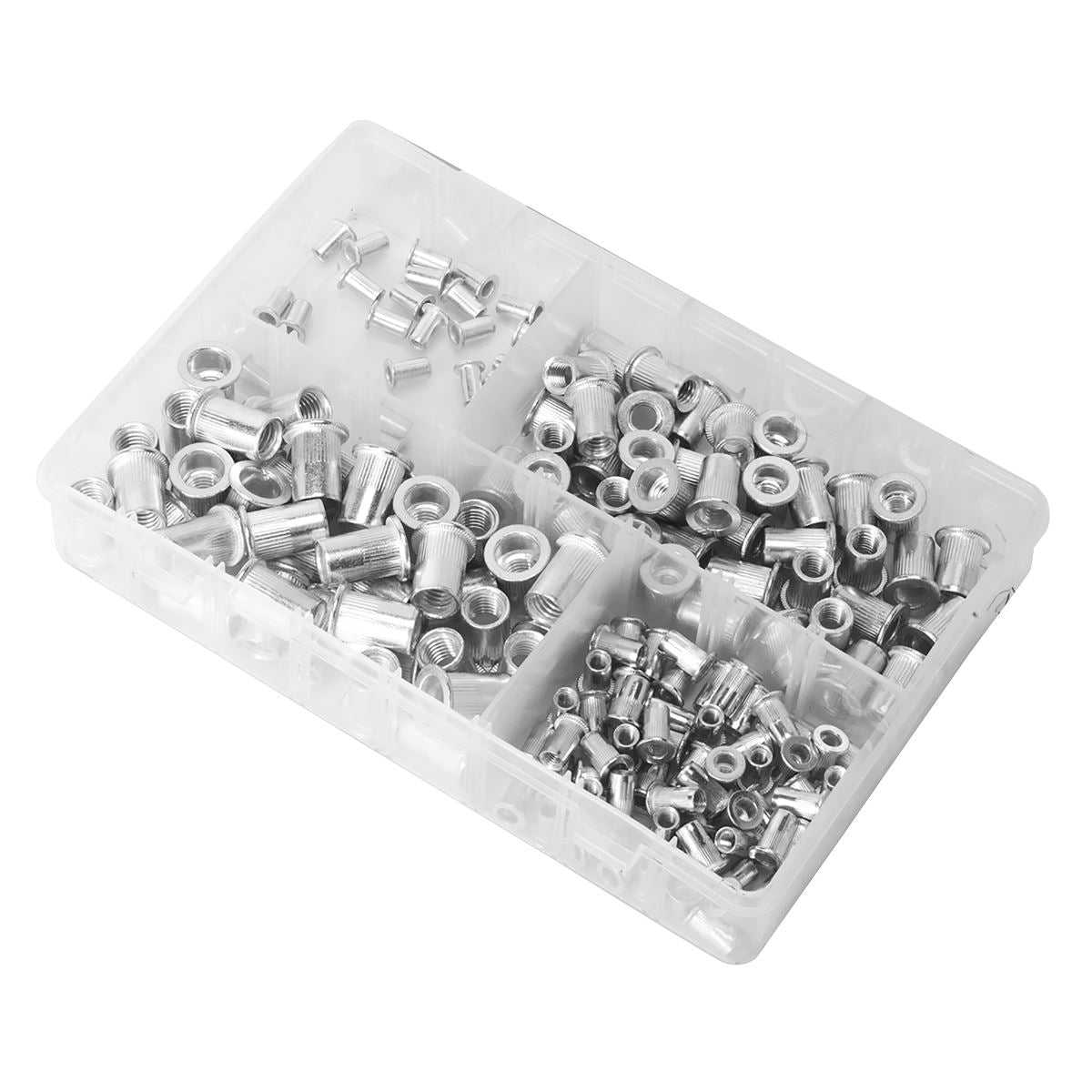 Sealey 200 Piece Splined Threaded Insert Rivet Nut Assortment M4-M8 Metric