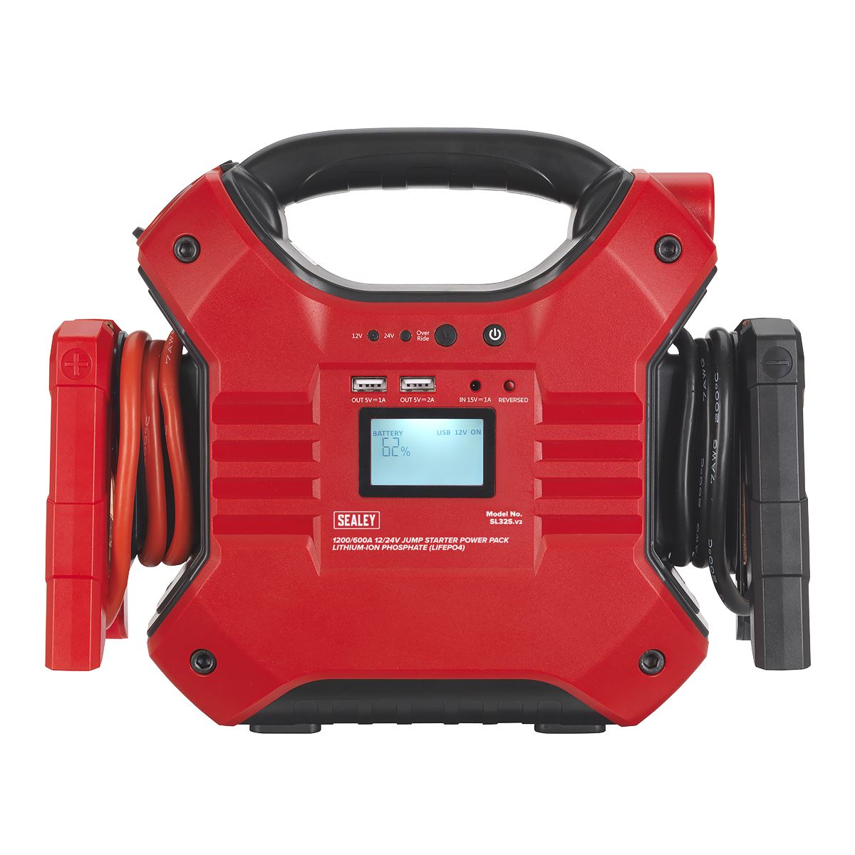 Sealey Jump Starter Power Pack Lithium-ion Phosphate (LiFePo4) 12/24V 1200/600 Peak Amps 