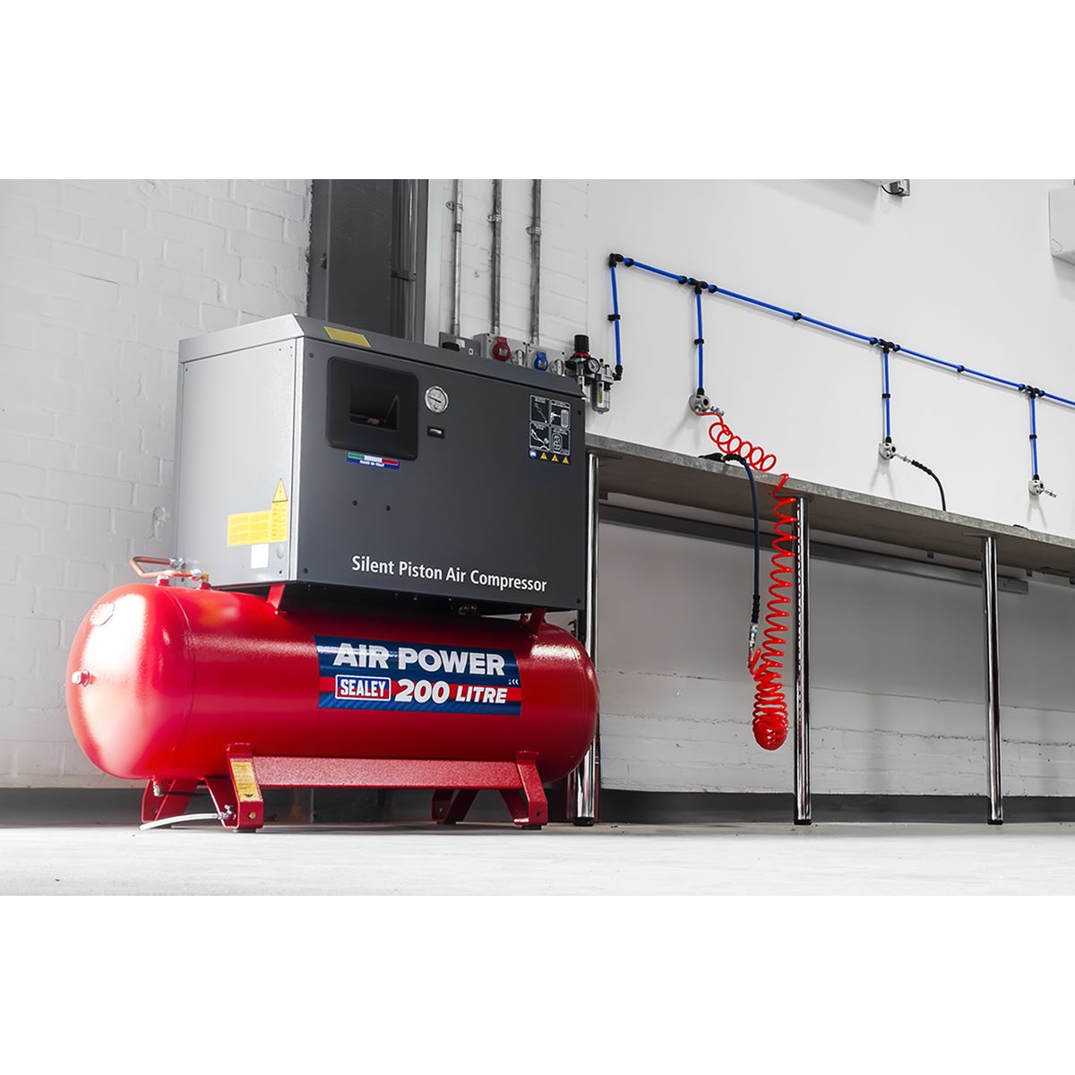 Sealey 200L Low Noise Belt Drive Air Compressor with Cast Cylinders 3hp 