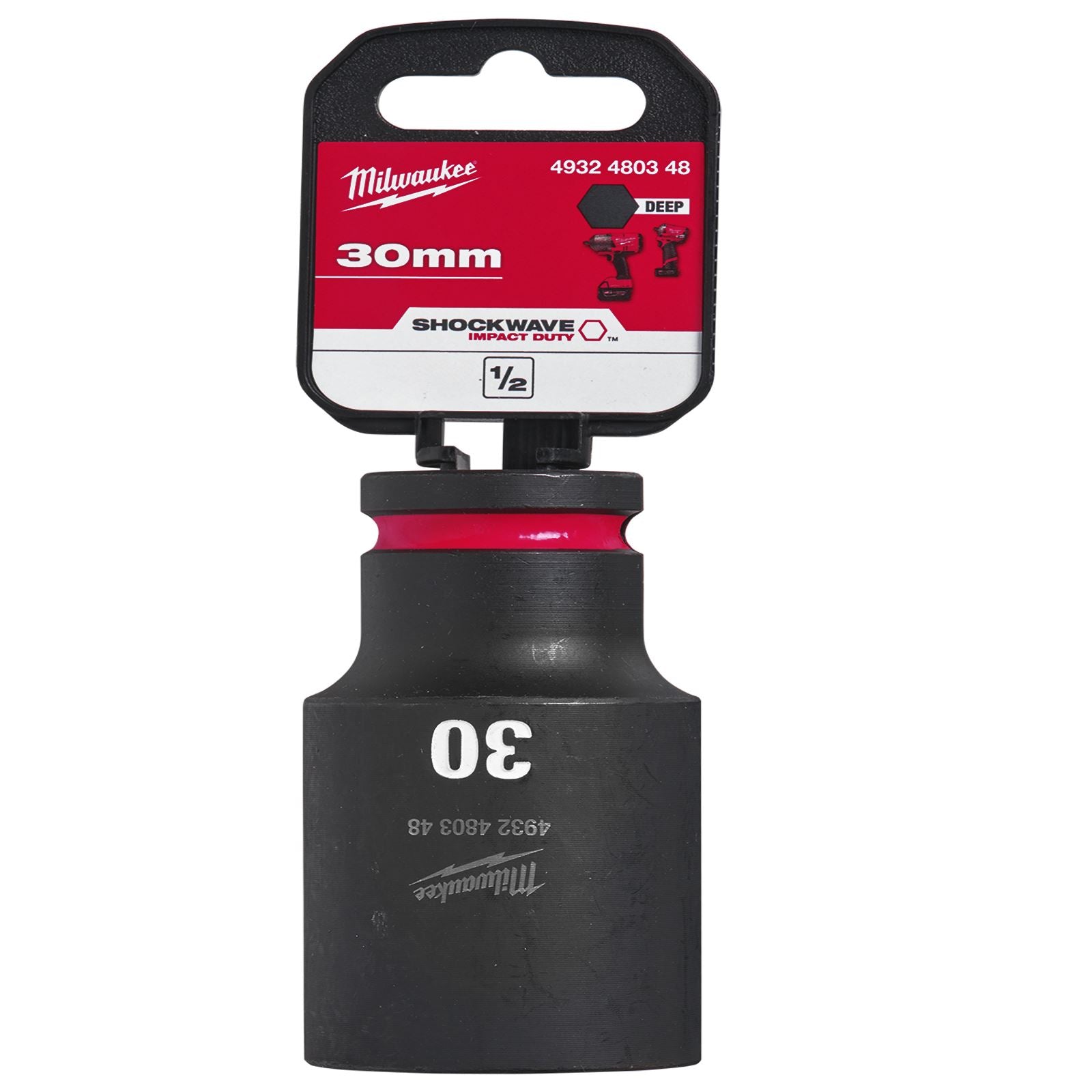 Milwaukee Impact Sockets Deep 1/2" Drive 8-36mm SHOCKWAVE Impact Duty 