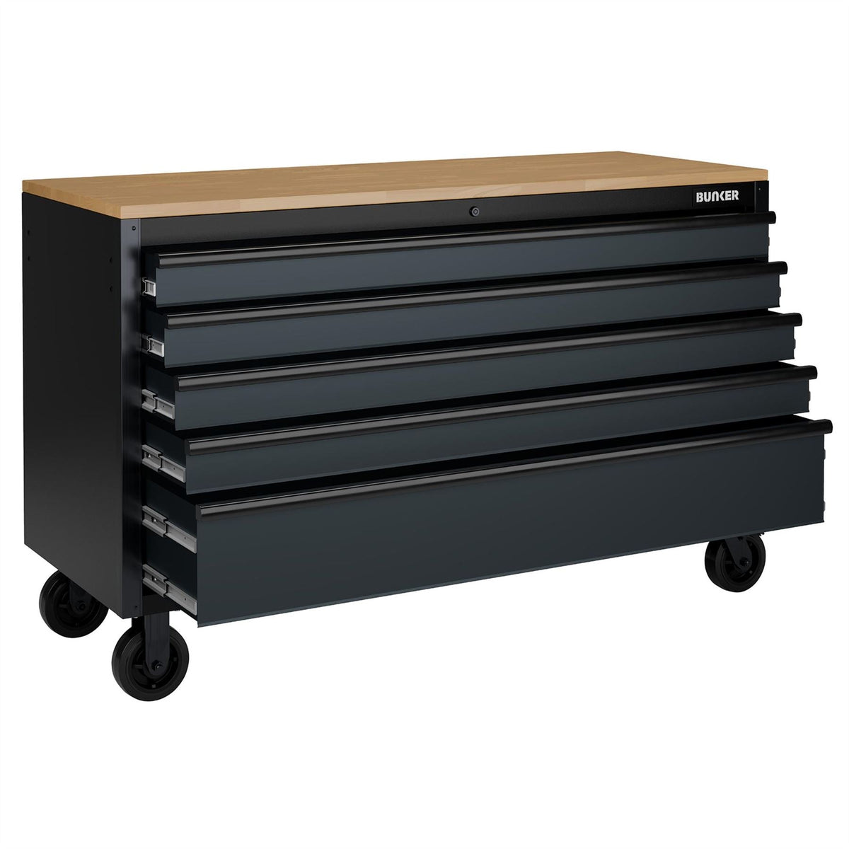 BUNKER 5 Drawer Workbench Roller Tool Cabinet 61" Grey 27353  White Rose Tools