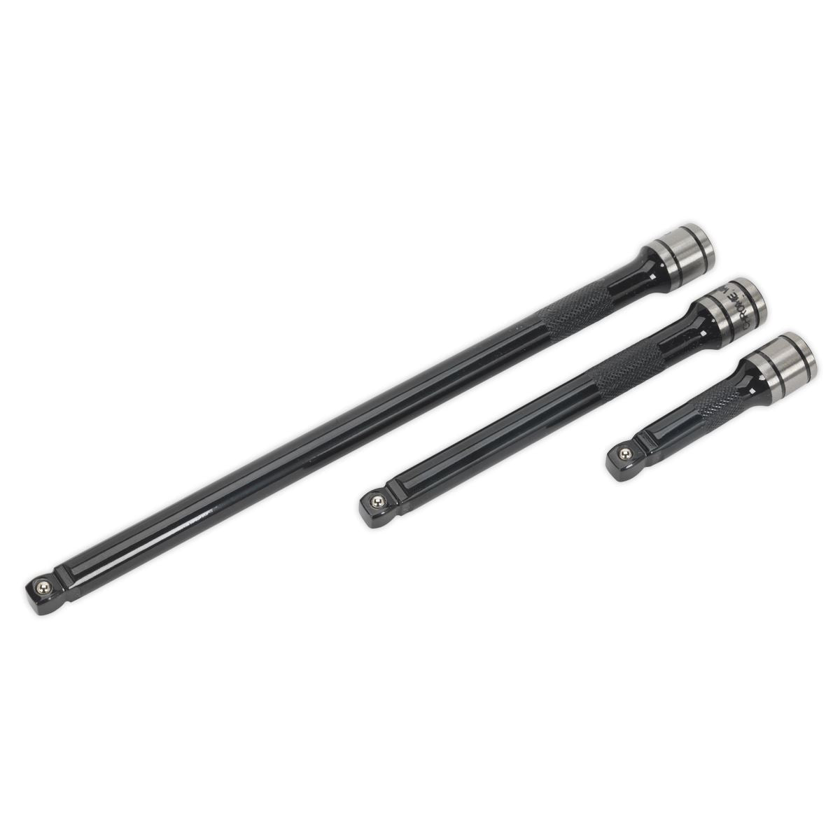 Sealey Premier Black 3 Piece 3/8" Drive Wobble Rigid Extension Bar Set Sockets 