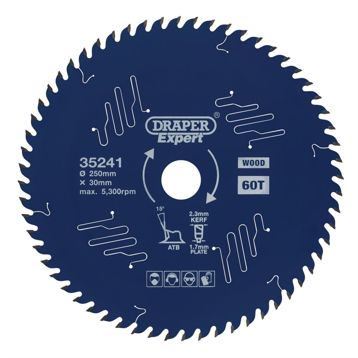 Draper Expert TCT Circular Saw Blade for Wood with PTFE Coating 250 x 30mm 60T 35241  White Rose Tools