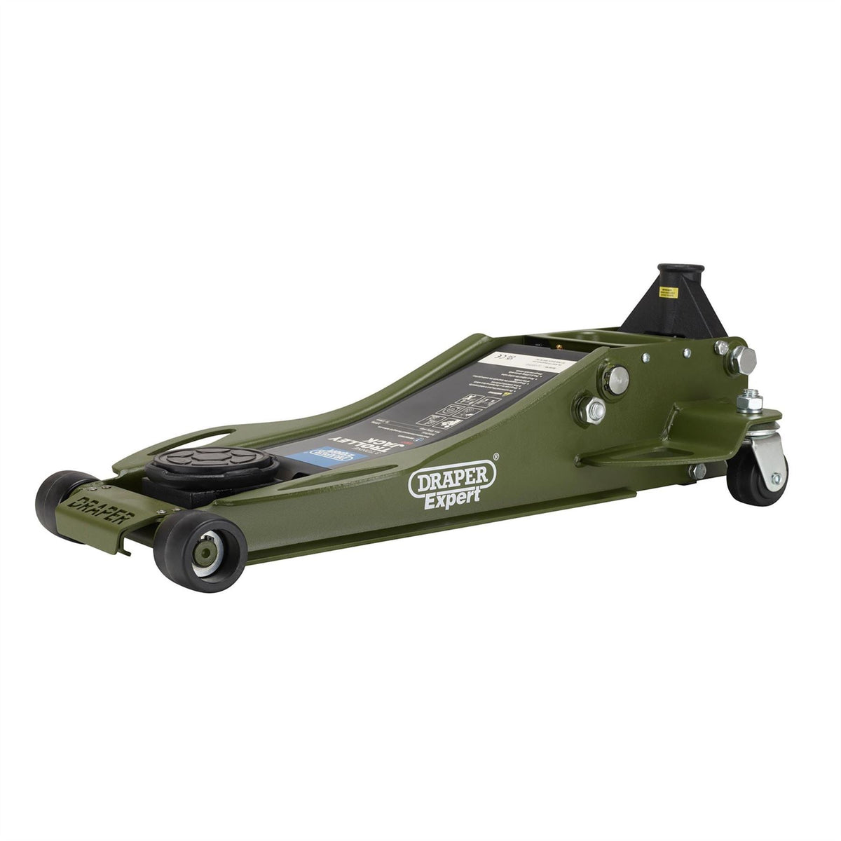 Draper Expert Professional Low Profile Fast Lift Garage Trolley Jack 3 Tonne Green 23817  White Rose Tools