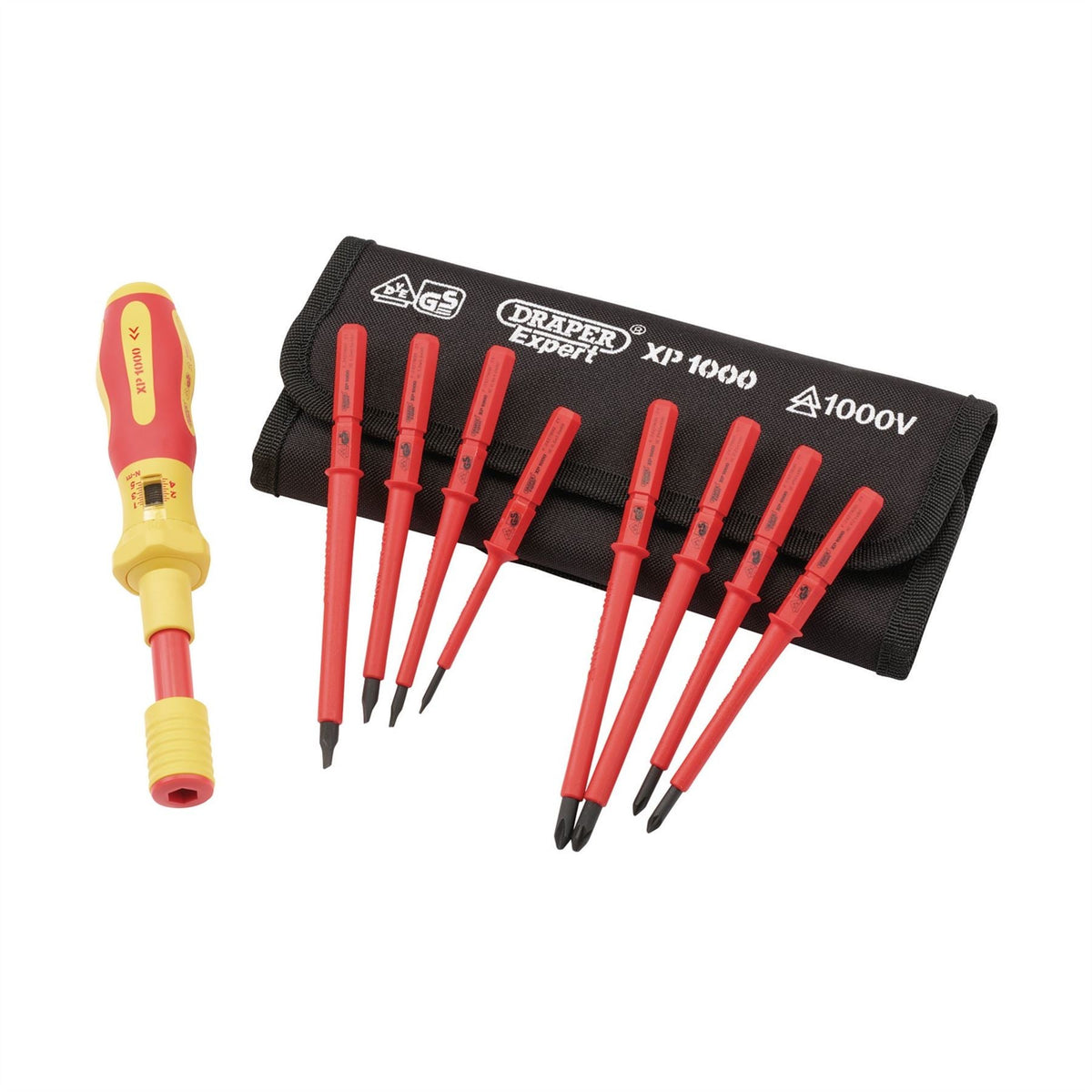 Draper XP1000 VDE Interchangeable Torque Screwdriver Set (9 Piece) 65372  White Rose Tools