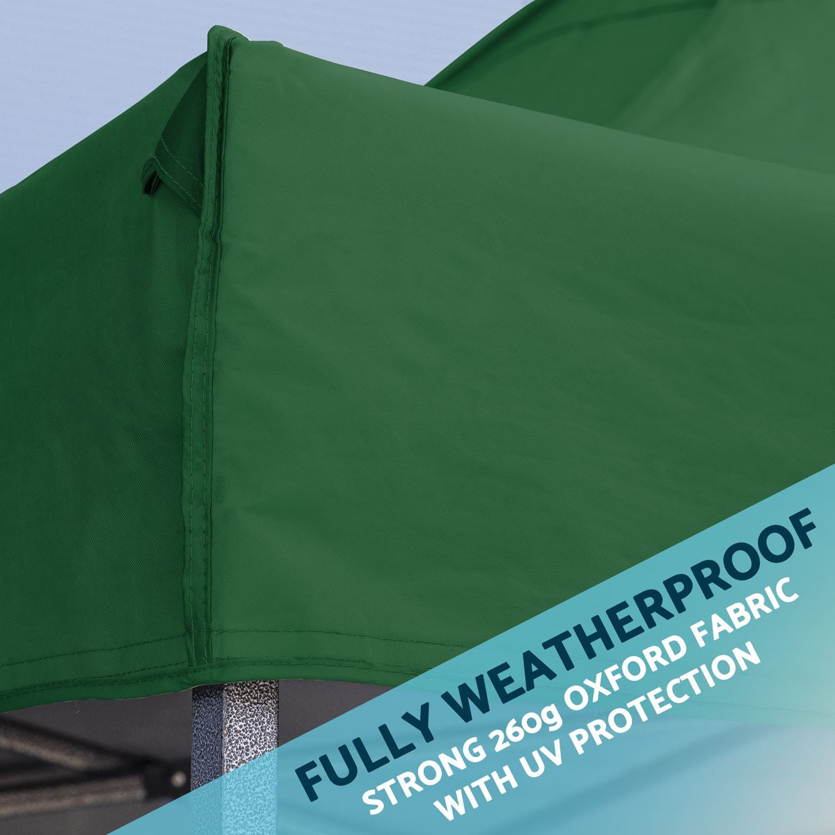 Dellonda Premium 3 x 4.5m Pop-Up Gazebo, Heavy Duty, PVC Coated, Water Resistant Fabric, Supplied with Carry Bag, Rope, Stakes & Weight Bags - Dark Green Canopy