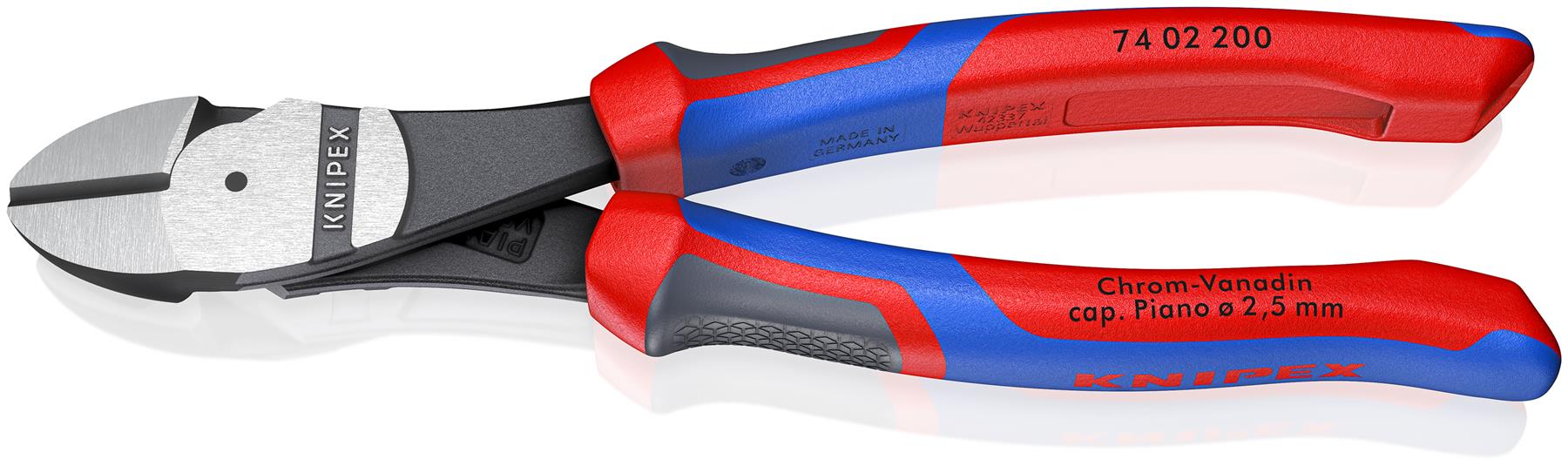 KNIPEX High Leverage Diagonal Side Cutting Pliers 200mm with Comfort Handles 74 02 200