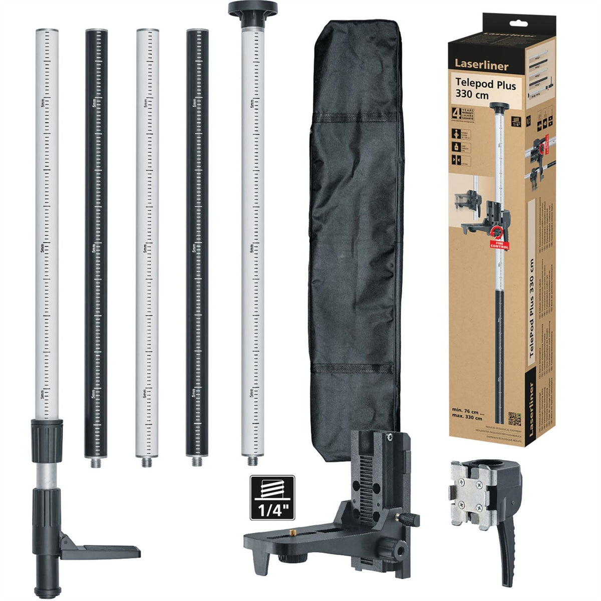 Laserliner 090.122E TelePod Plus Telescopic Tripod 330cm 32179  White Rose Tools
