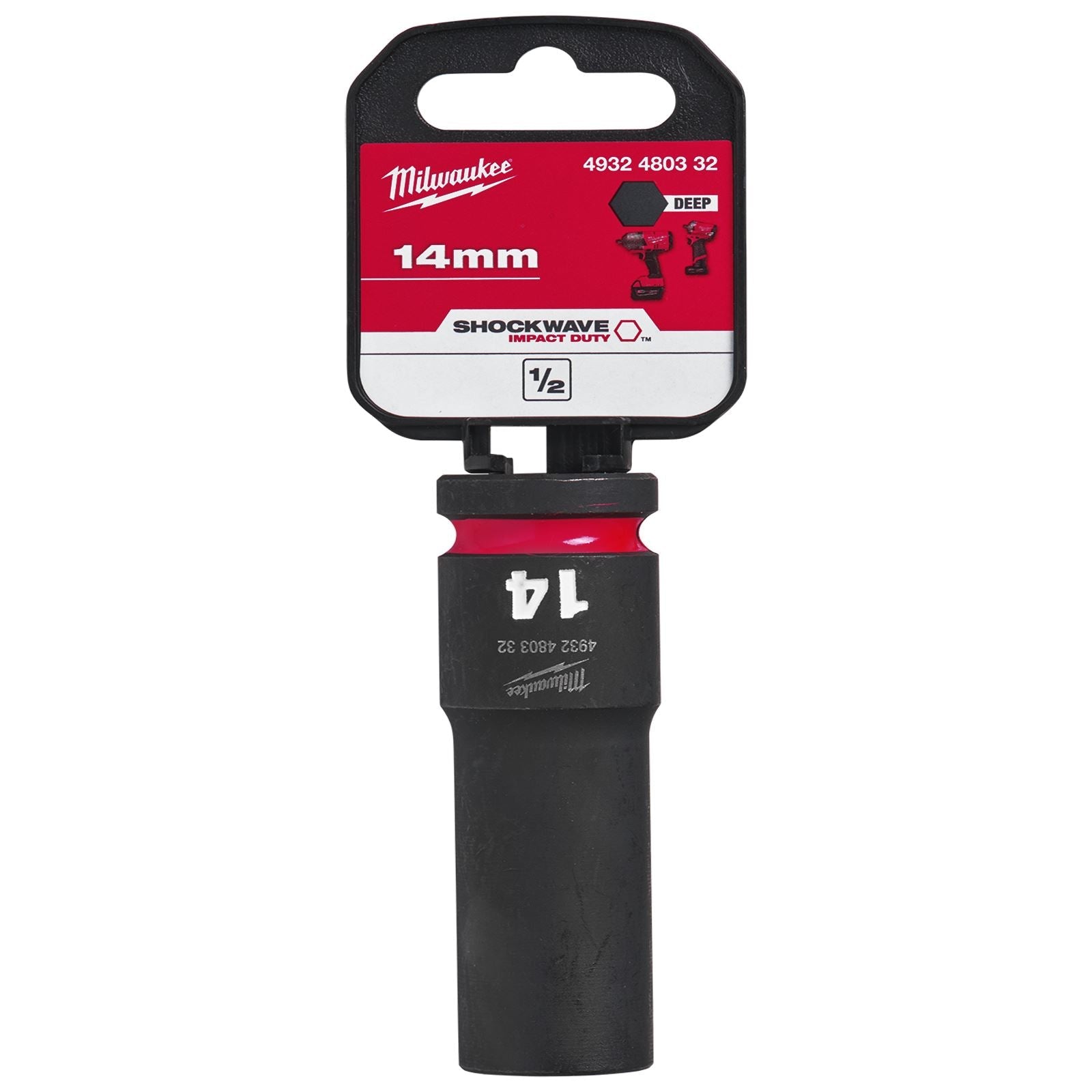 Milwaukee Impact Sockets Deep 1/2" Drive 8-36mm SHOCKWAVE Impact Duty 