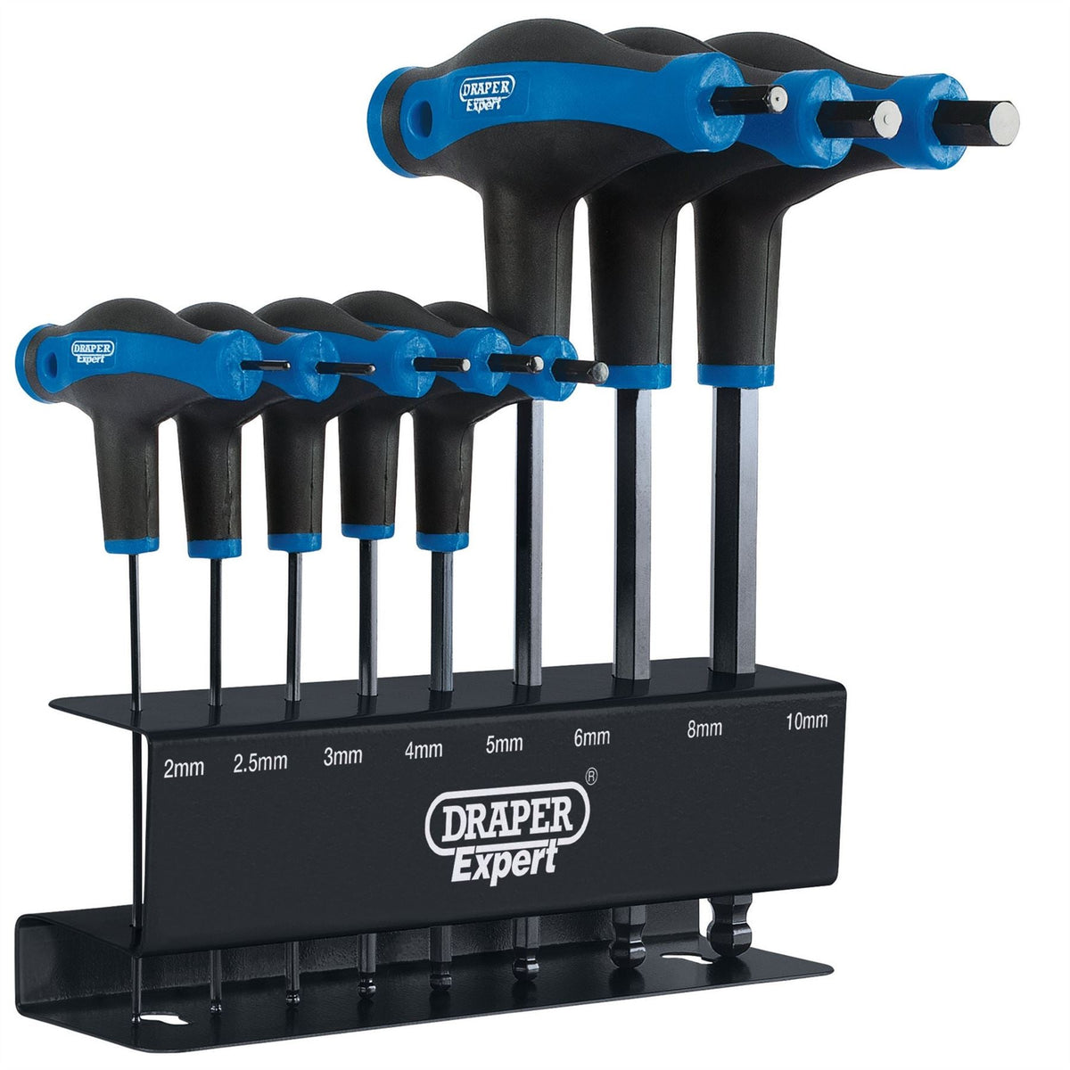 Draper Expert Soft Grip Metric Hex & Ball End T-Handle Key Set (8 Piece) 33873  White Rose Tools