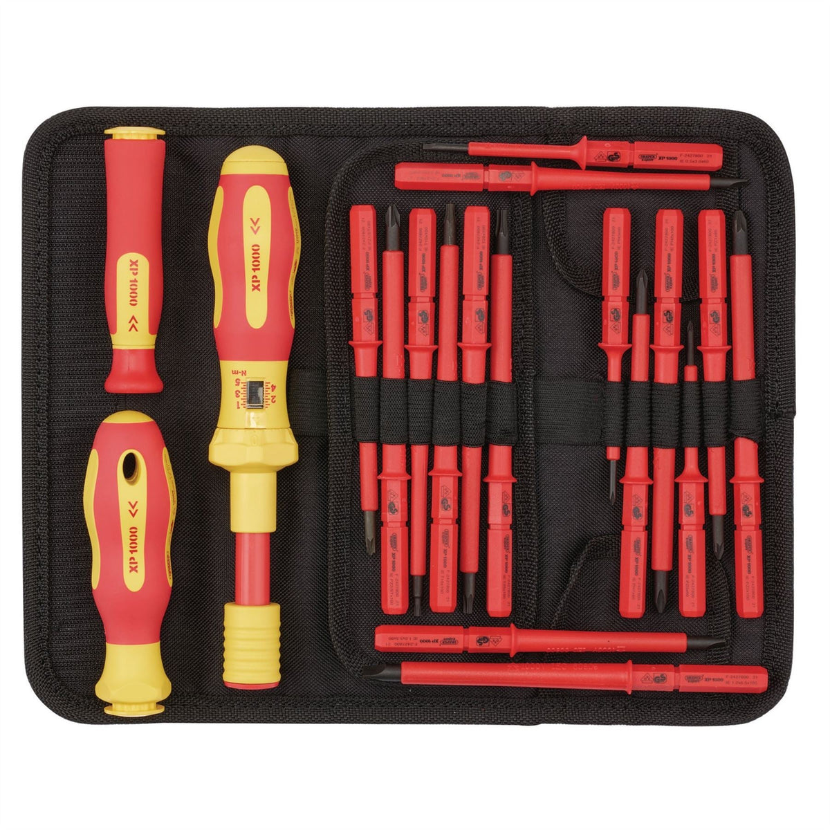 Draper XP1000 VDE Interchangeable Torque Screwdriver Set (19 Piece) 81762  White Rose Tools