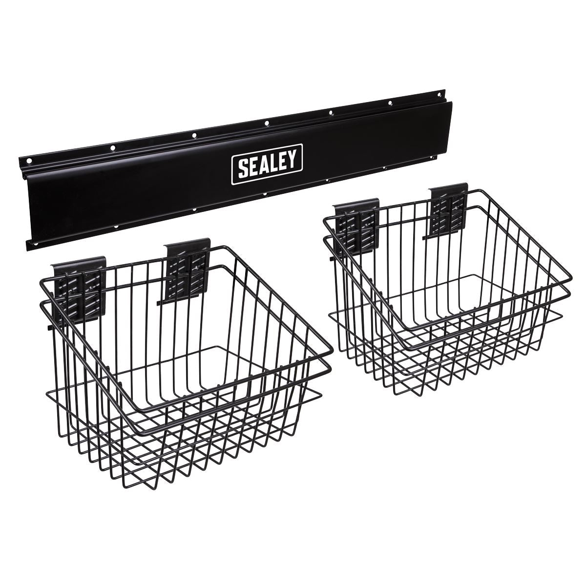 Sealey 2 Basket Storage Rail Wall Mounting  White Rose Tools