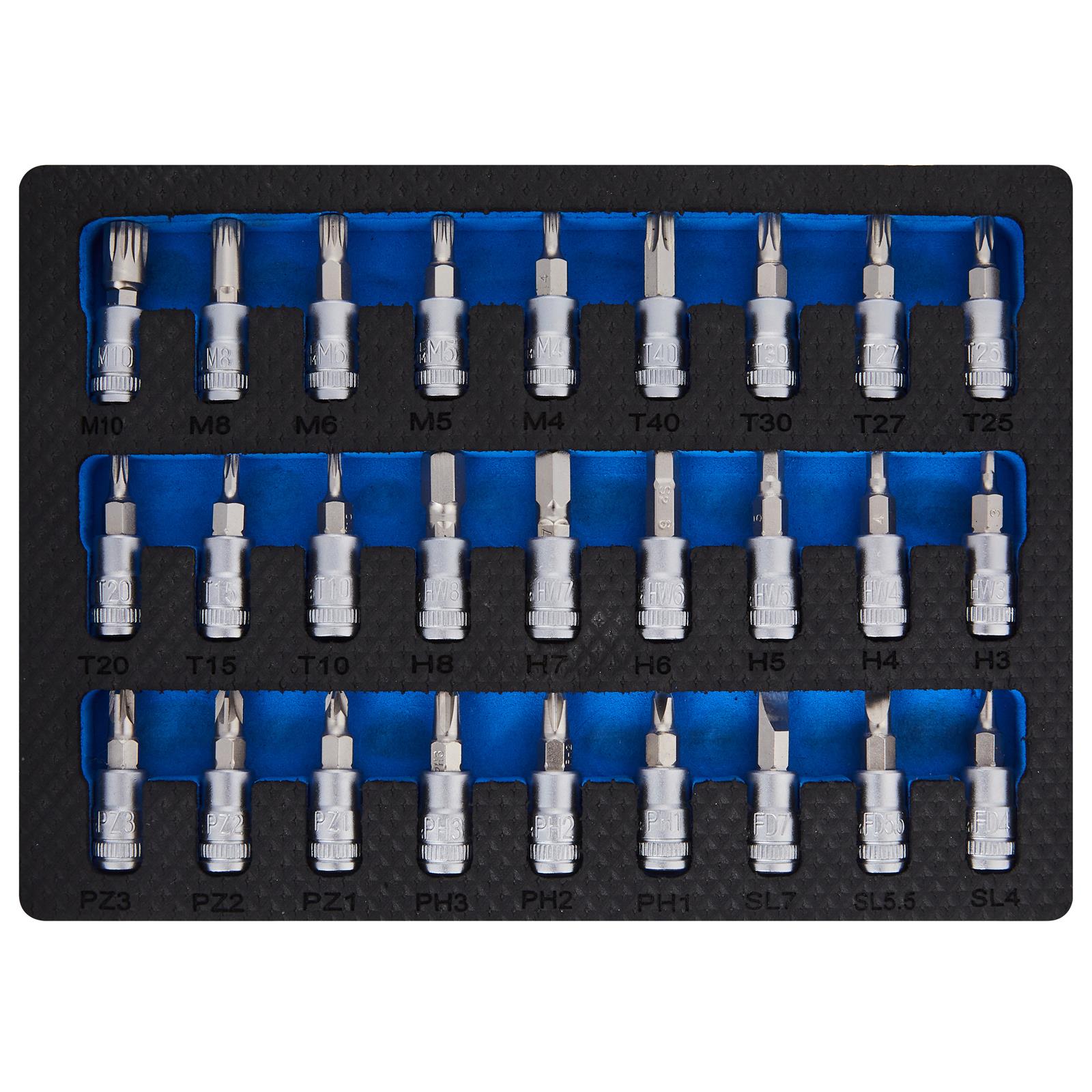 BlueSpot Mixed Socket Bit Set EVA Foam Tray 1/4" 27 Piece