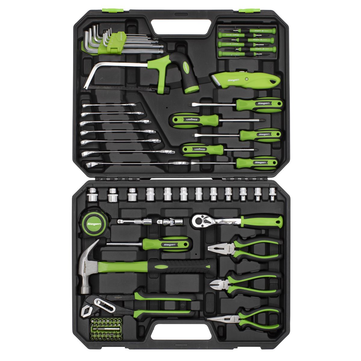 Siegen by Sealey Tool Kit 84 Piece 3/8" Drive Sockets Spanners Screwdrivers Pliers Hacksaw