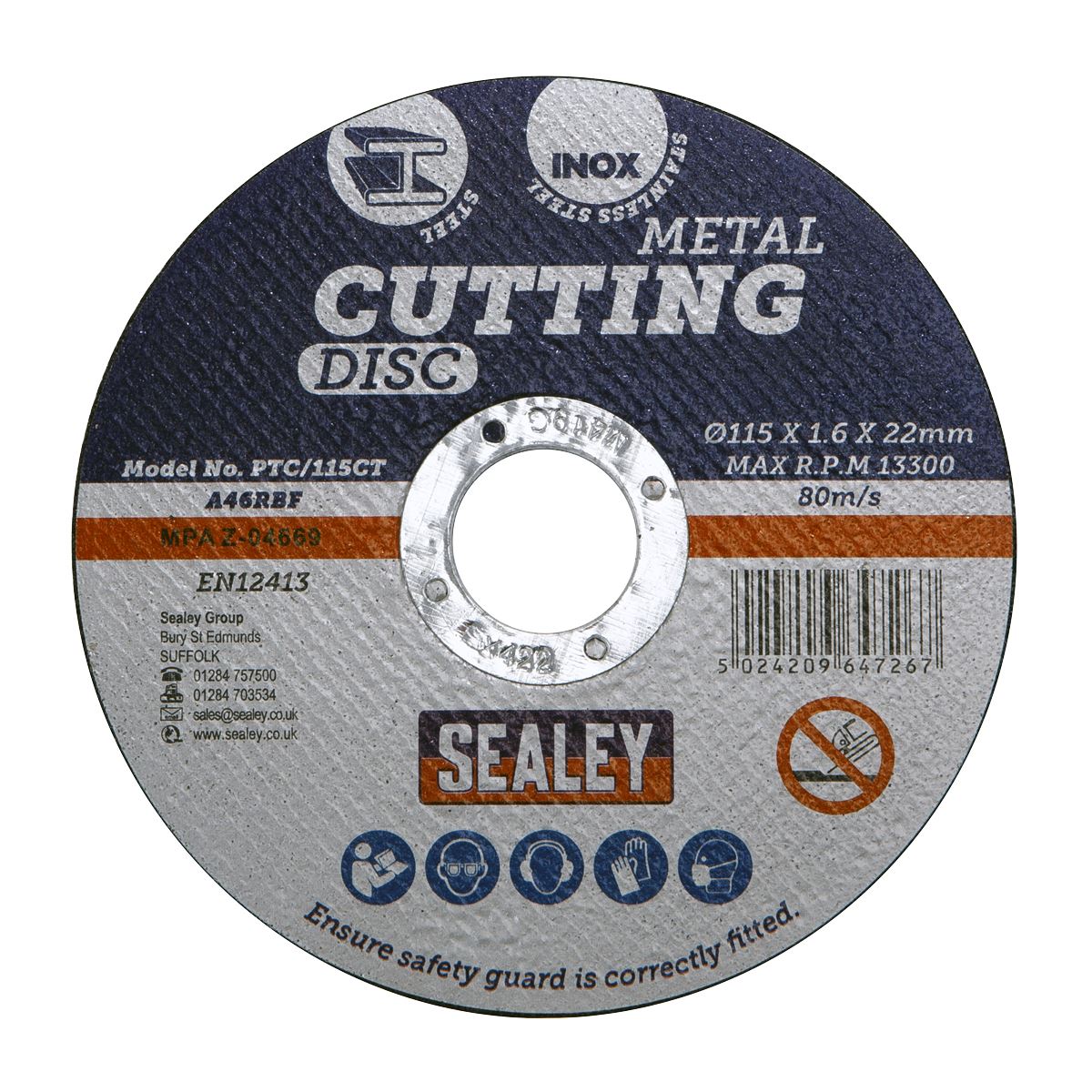 Sealey Cutting Disc Ø115 x 1.6mm Ø22mm Bore