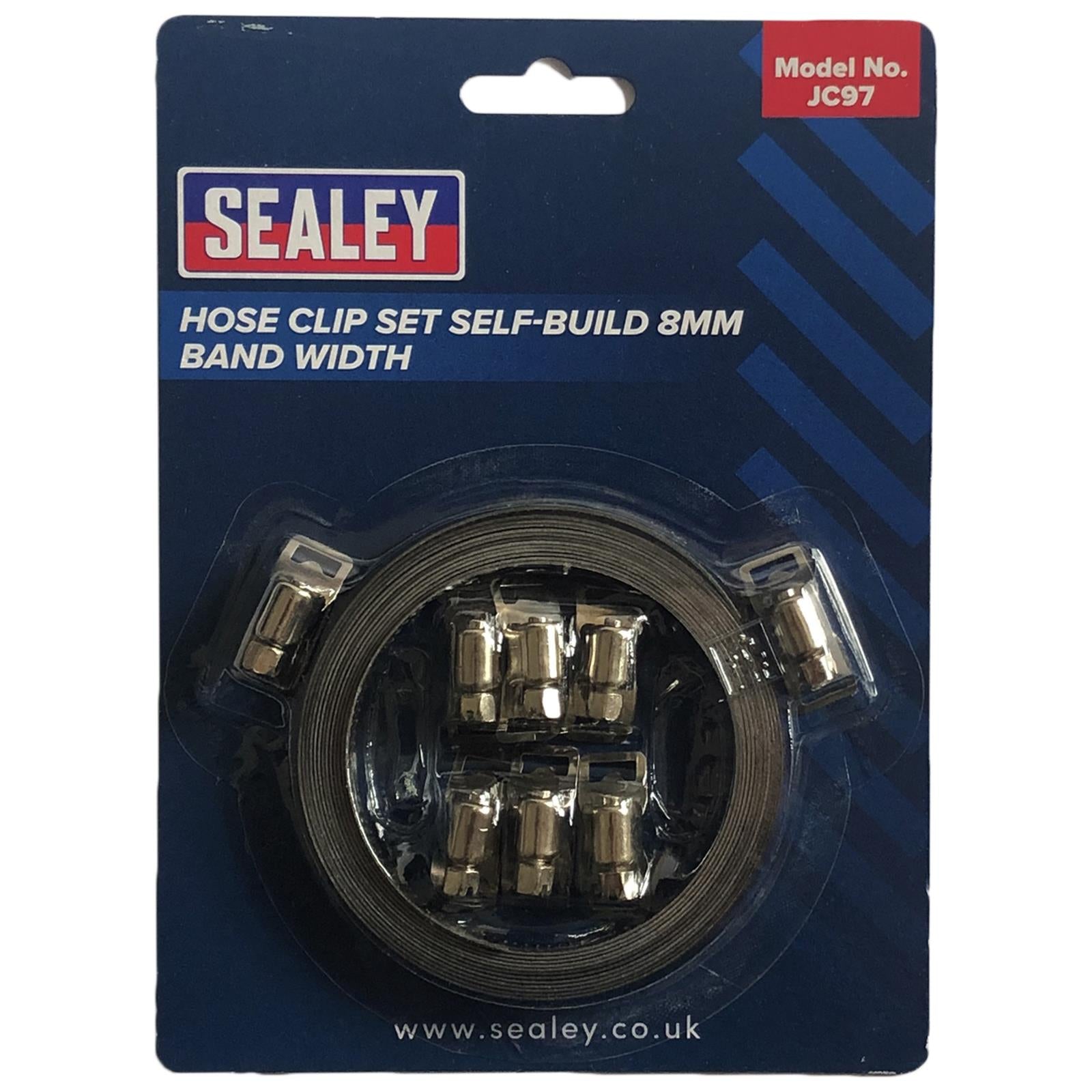 Sealey Hose Clamp Set Self Build 8mm Band Width with 8 Tension Clamps