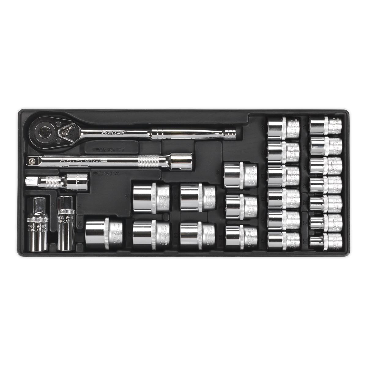 Sealey Premier Tool Tray with Socket Set 26pc 1/2"Sq Drive