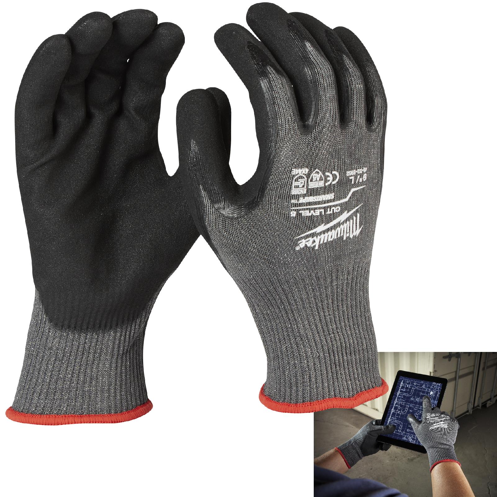 Milwaukee Safety Gloves Cut Level 5/E Dipped Glove Size 10 / XL Extra Large
