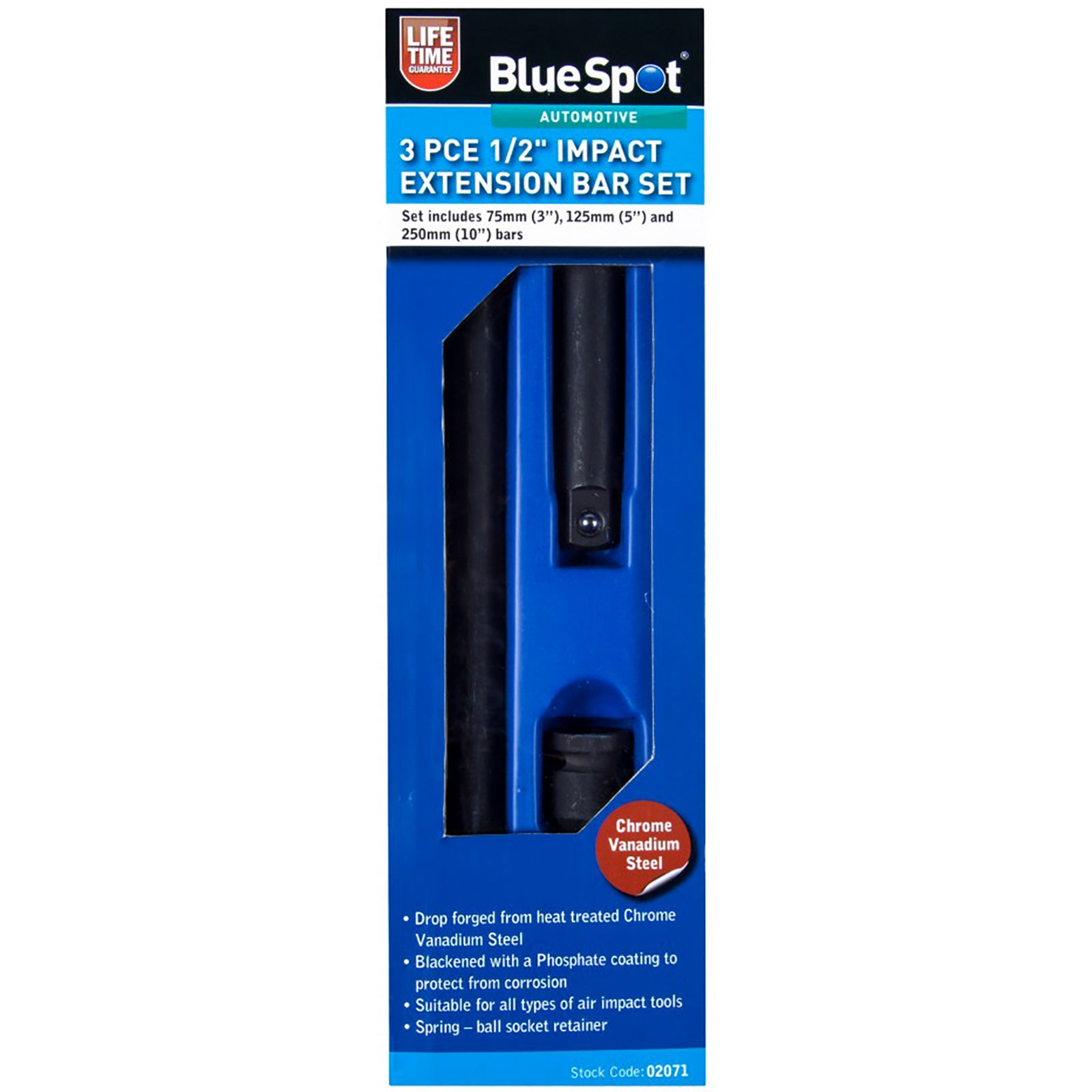 BlueSpot 3 Piece 1/2" Drive Impact Extension Bar Set