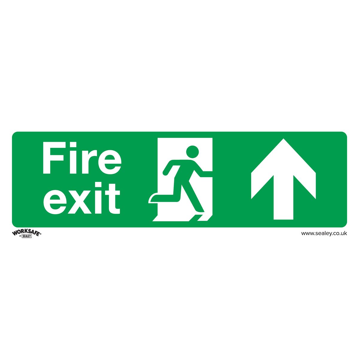 Worksafe by Sealey Safe Conditions Safety Sign - Fire Exit (Up) - Self-Adhesive Vinyl - Pack of 10