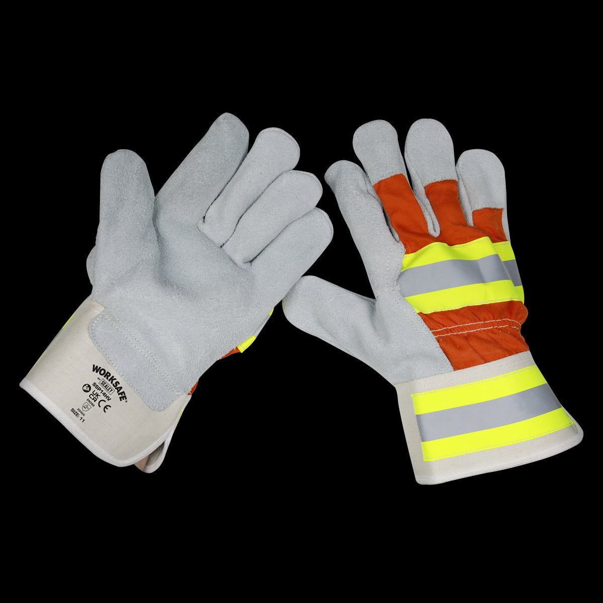 Worksafe by Sealey Reflective Rigger's Gloves Pack of 6 Pairs