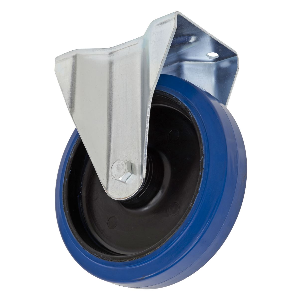 Sealey Heavy-Duty Blue Elastic Rubber Fixed Castor Wheel Ø100mm - Trade