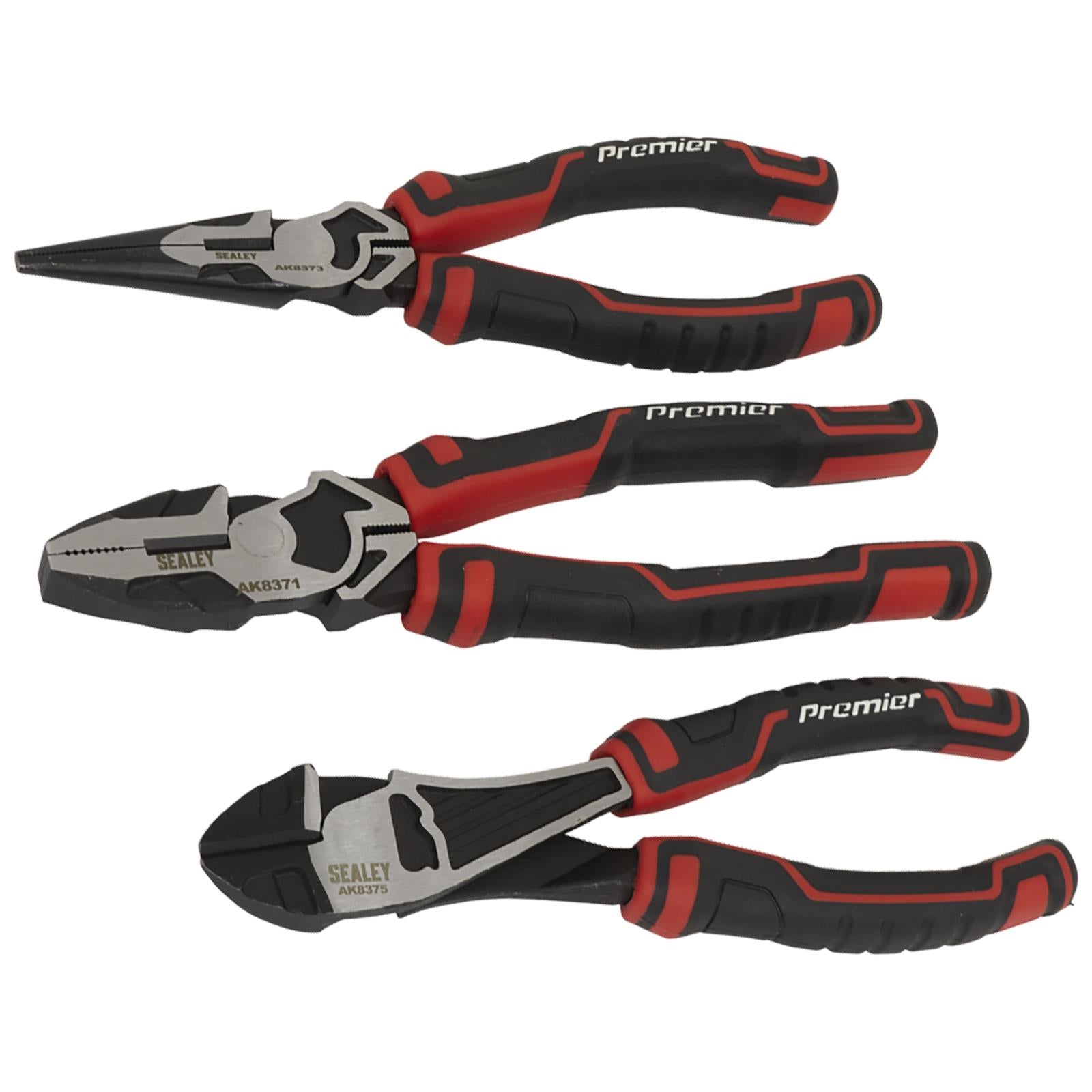 Sealey Pliers Set High Leverage 3 Piece Premier Finely Ground Polished Heads