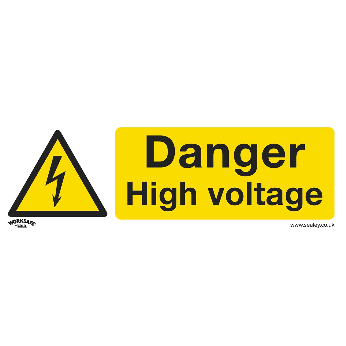 Worksafe by Sealey Warning Safety Sign - Danger High Voltage - Self-Adhesive Vinyl - Pack of 10