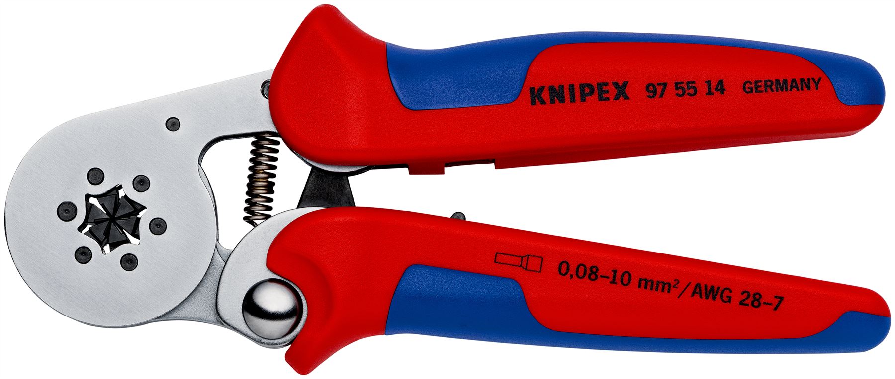 Knipex Self Adjusting Electricians Crimping Pliers for Wire Ferrules 0.08-10mm² 28-8 AWG 95 55 14