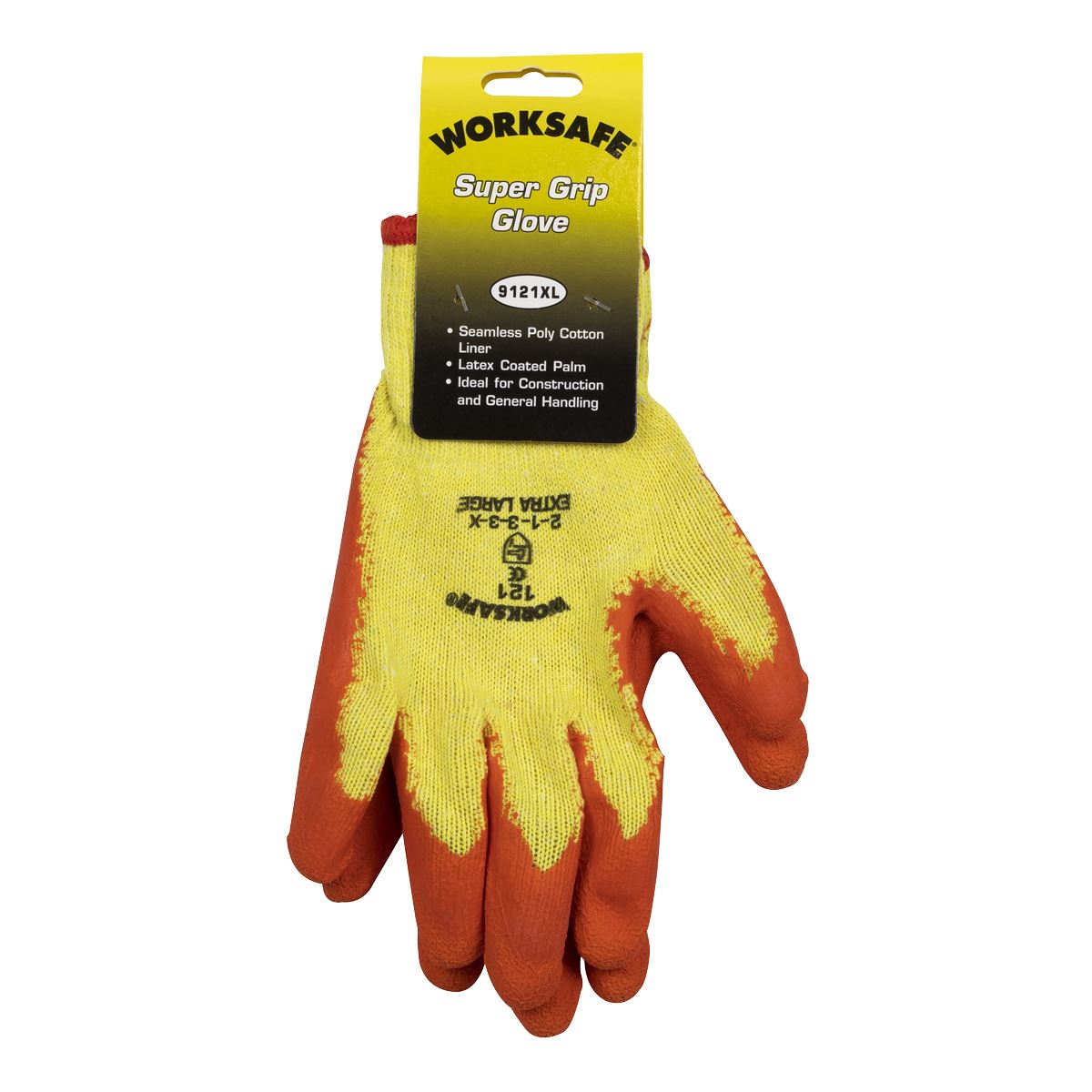 Worksafe by Sealey Super Grip Knitted Gloves Latex Palm (X-Large) - Pair