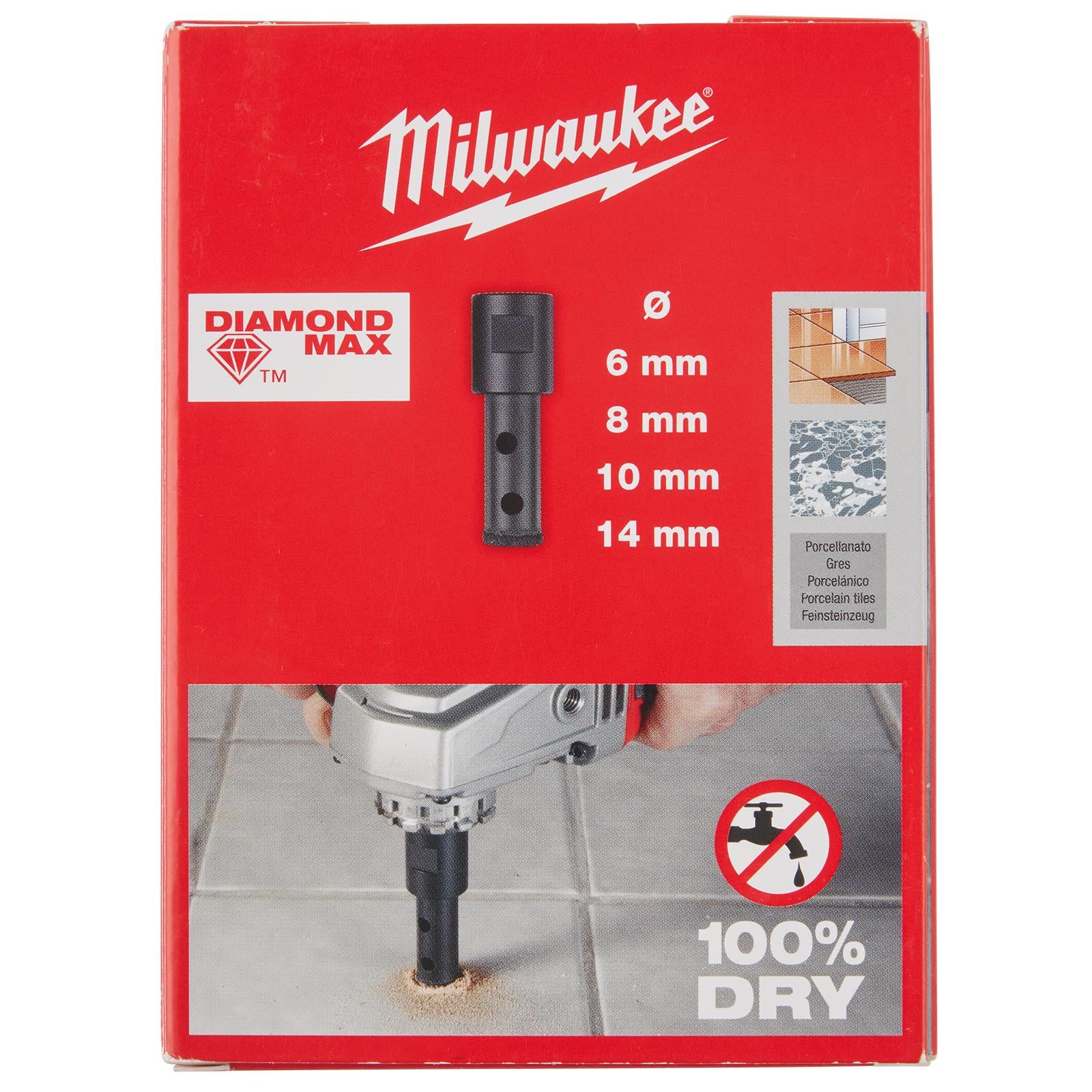 Milwaukee Diamond Drill Bit Set DIAMOND MAX M14 4 Piece Kit 6-14mm