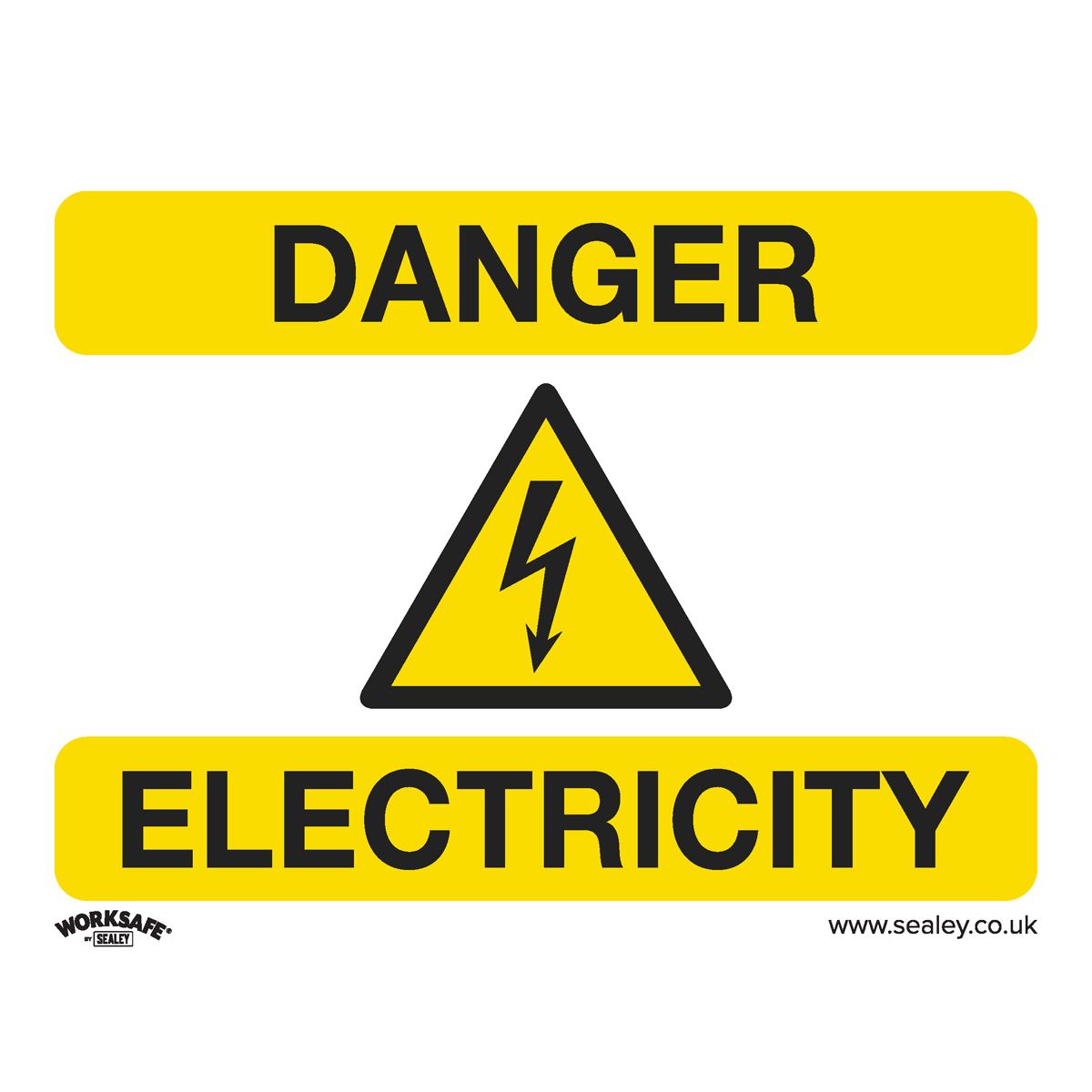 Worksafe by Sealey Warning Safety Sign - Danger Electricity - Self-Adhesive Vinyl - Pack of 10